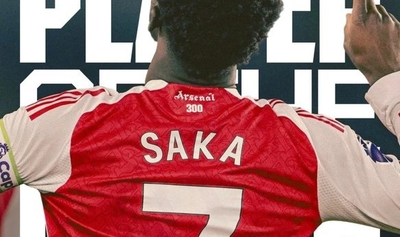 打进制胜球！阿森纳官方：萨卡当选击败布莱顿队内最佳球员